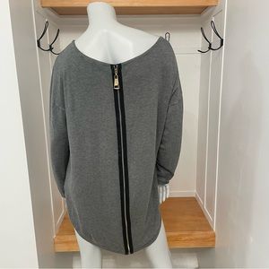 Soft Surroundings Gray Exposed Zipper Back Sweater